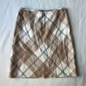 Wool Eddie Bauer Cream and White Plaid Skirt A6